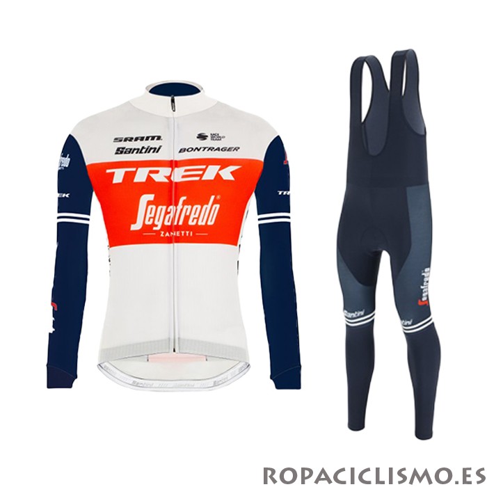 2021 Maillot Trek Segafredo Tirantes Mangas Largas Blanco Profundo